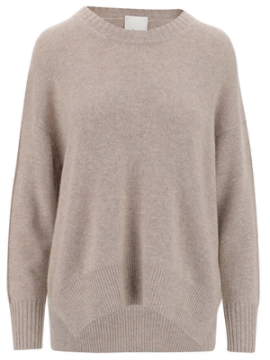 Allude Cashmere Ribkant Sweather, Lysebrun 